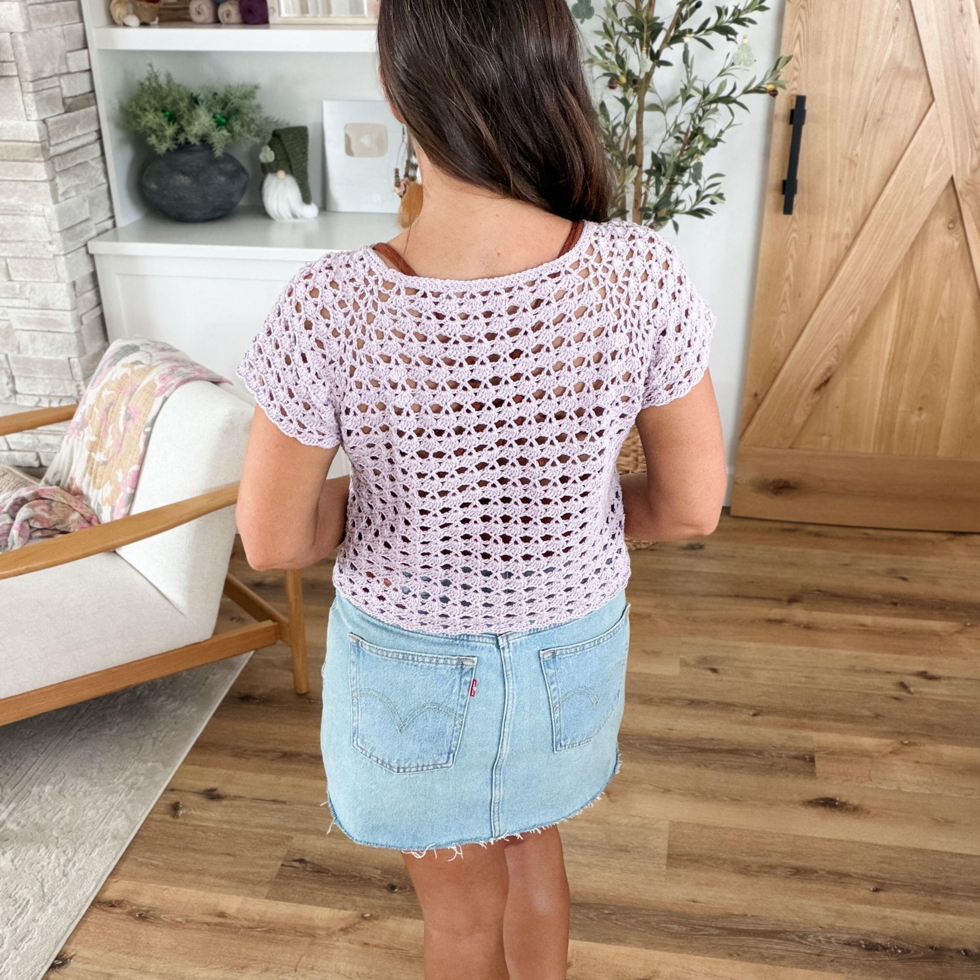 CROCHET PATTERN & VIDEO/ Selene Shell Stitch Top, Seamless Crochet Top, Top-Down Crochet Top, Easy Shell Stitch, Xs-5X, Pdf, Summer Top