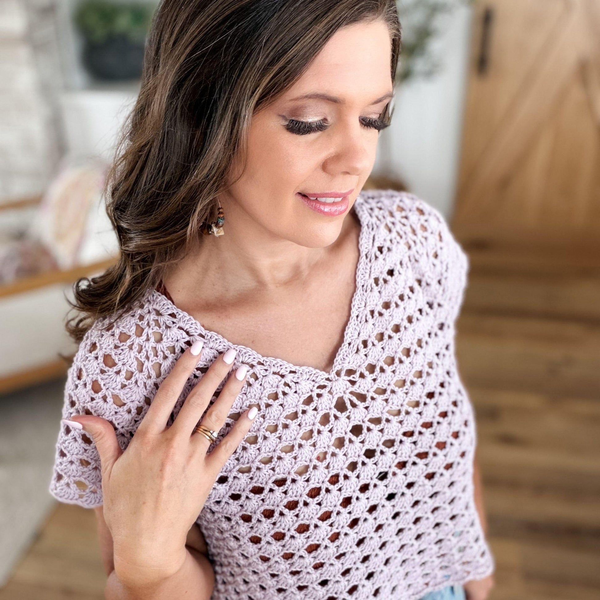 CROCHET PATTERN & VIDEO/ Selene Shell Stitch Top, Seamless Crochet Top, Top-Down Crochet Top, Easy Shell Stitch, Xs-5X, Pdf, Summer Top