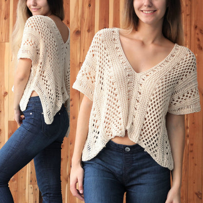 ALAYA Lace Top Knitting Pattern | Boho Festival Knit | PDF (XS–2XL) - Hakel Liebe