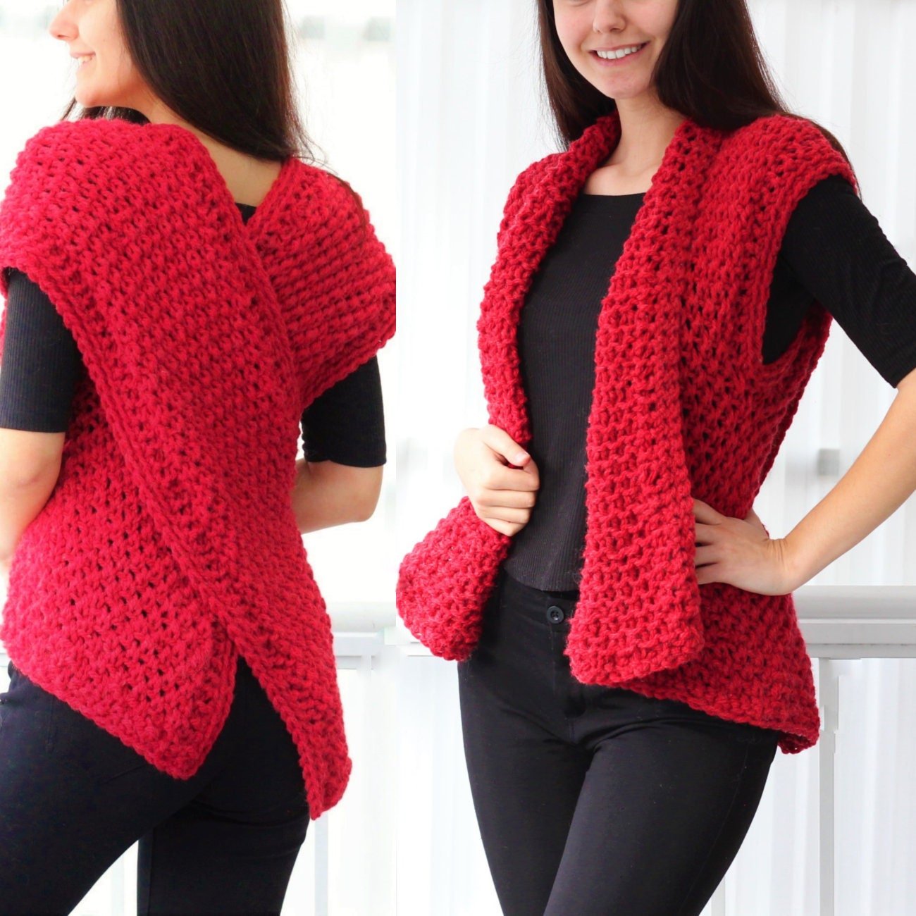 DARA Vest Knitting Pattern | Seamless Flat-Knit Design | PDF (XS–3XL) - Hakel Liebe