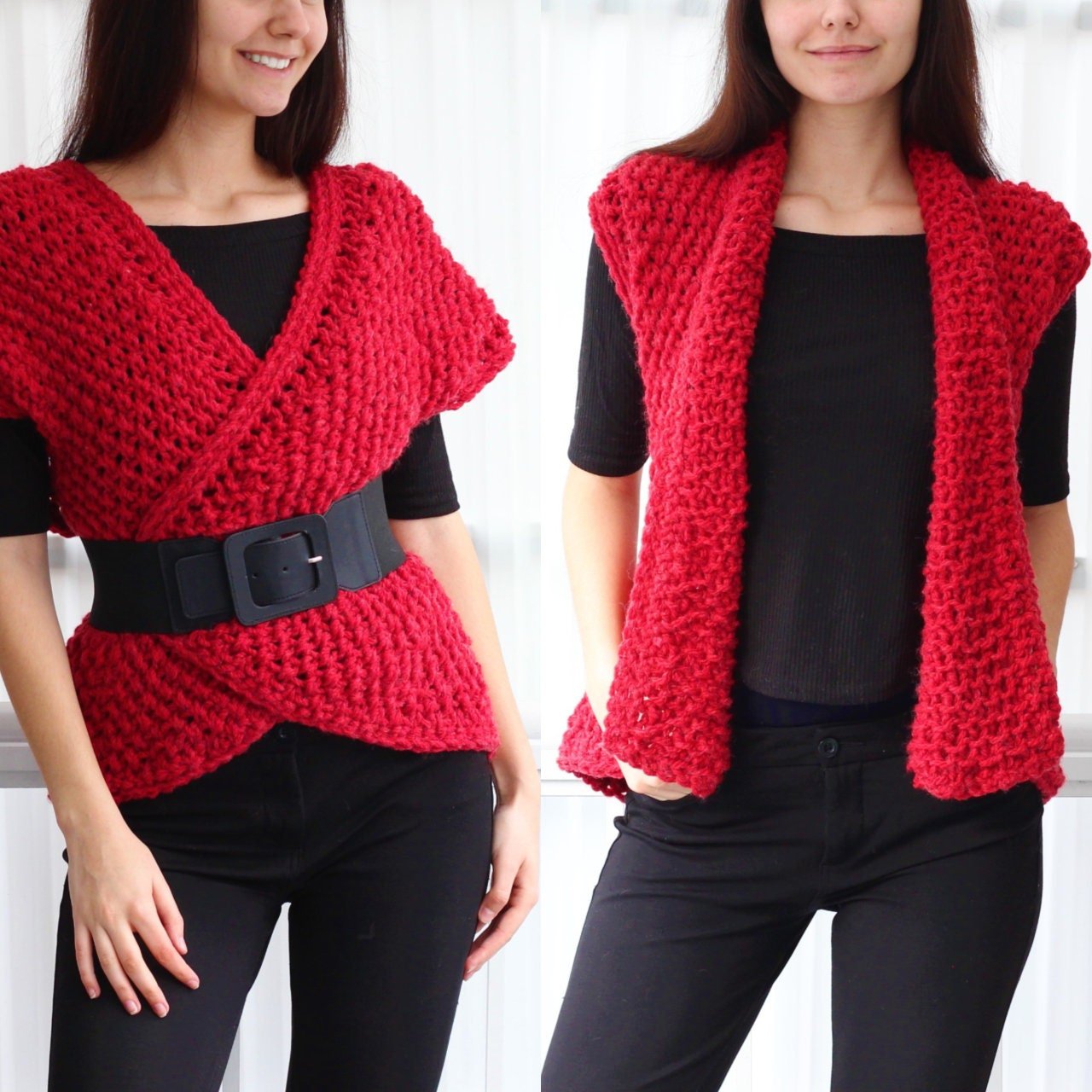 DARA Vest Knitting Pattern | Seamless Flat-Knit Design | PDF (XS–3XL) - Hakel Liebe