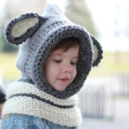 DAVID Dog Hooded Hat Knitting Pattern | Animal Hood for All Ages | PDF (12M–Adult) - Hakel Liebe