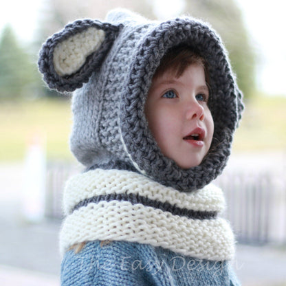 DAVID Dog Hooded Hat Knitting Pattern | Animal Hood for All Ages | PDF (12M–Adult) - Hakel Liebe